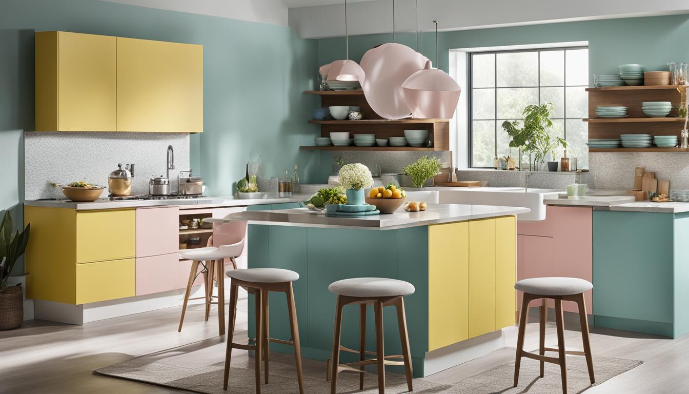 inspirasi cat dapur warna pastel